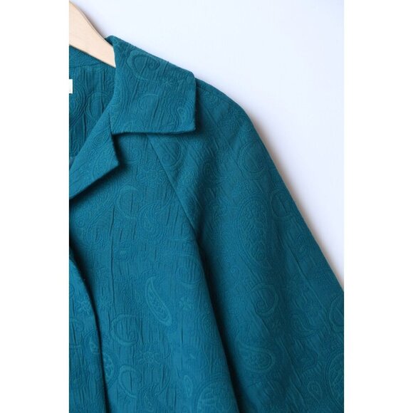 Laura Ashley Cropped Jacket 90s Vintage Women’s Sz Petite S in Teal - Picture 4 of 14